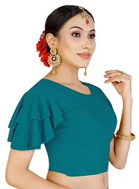 Lady Bloom Woman's Stretchy Ruffle Sleeve Blouse - Stylish and Comfortable Top for All Occasions (30, Sky Blue)-thumb2