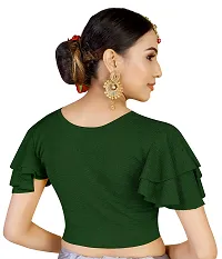 Lady Bloom Woman's Stretchy Ruffle Sleeve Blouse - Stylish and Comfortable Top for All Occasions (34, BOTTEL Green)-thumb3