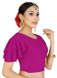 Lady Bloom Woman's Stretchy Ruffle Sleeve Blouse - Stylish and Comfortable Top for All Occasions (32, Pink)-thumb1