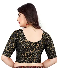 Lady Bloom Round Neck Elbow Sleeve Foil Printed Fancy Woman Blouse (30, Black)-thumb2