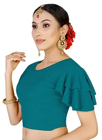 Lady Bloom Woman's Stretchy Ruffle Sleeve Blouse - Stylish and Comfortable Top for All Occasions (30, Sky Blue)-thumb1