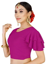 Lady Bloom Woman's Stretchy Ruffle Sleeve Blouse - Stylish and Comfortable Top for All Occasions (32, Pink)-thumb2