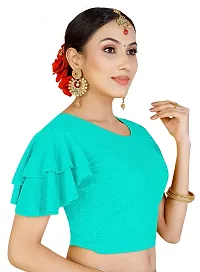 Lady Bloom Woman's Stretchy Ruffle Sleeve Blouse - Stylish and Comfortable Top for All Occasions (38, SEA Green)-thumb2