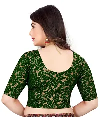 Lady Bloom Round Neck Elbow Sleeve Foil Printed Fancy Woman Blouse (32, BOTTELGREEN)-thumb2