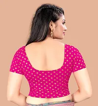 Lady Bloom Woman's Foil Printed Half Sleeve Saree Blouse-thumb2