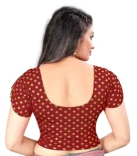 Lady Bloom Round Neck Attrative Elbow Sleeve Golden Foil Printed Blouse for Woman (30, Maroon)-thumb2