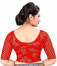 Lady Bloom Round Neck Fancy Blouse with Fancy Sleeve (Large, Red)-thumb2