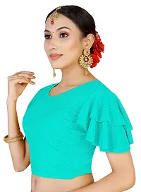 Lady Bloom Woman's Stretchy Ruffle Sleeve Blouse - Stylish and Comfortable Top for All Occasions (38, SEA Green)-thumb1