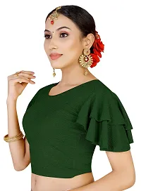 Lady Bloom Woman's Stretchy Ruffle Sleeve Blouse - Stylish and Comfortable Top for All Occasions (34, BOTTEL Green)-thumb2