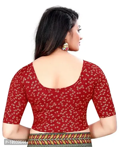Womans Readymade Stretchable Foil Printed Blouse-thumb3