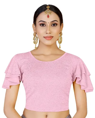 Cotton Lycra Frill Sleeves Readymade Stretchable Blouses