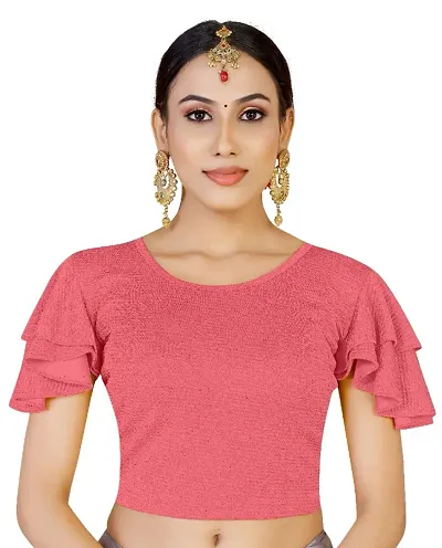 Cotton Lycra Frill Sleeves Readymade Stretchable Blouses