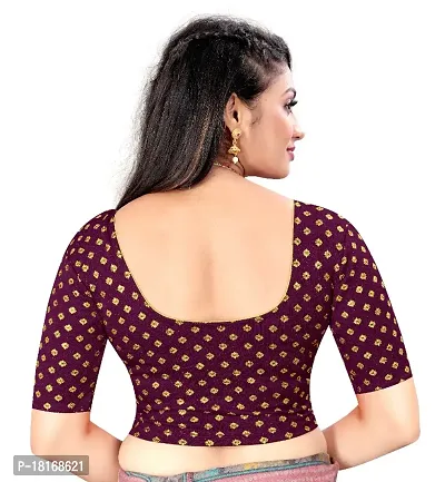 Round Neck Elbow With Golden Foil Print Women Blouse-thumb3