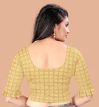 Round Neck Elbow With Golden Foil Print Women Blouse-thumb2