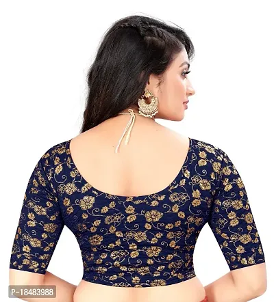 Round Neck Elbow With Golden Foil Print Women Blouse-thumb3