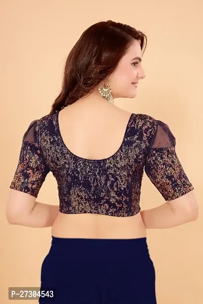 Quirky designer  net shoulder stretchable blouse. Normal hand or machine wash, Do not dry under sun for long time.-thumb2