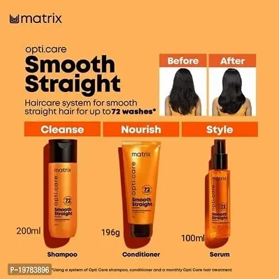 MATRIX Opti.Care Professional ANTI-FRIZZ Kit | For Salon Smooth, Straight hair | with Shea Butter | Shampoo 200ml + Conditioner 196g + Hair Serum 100ml