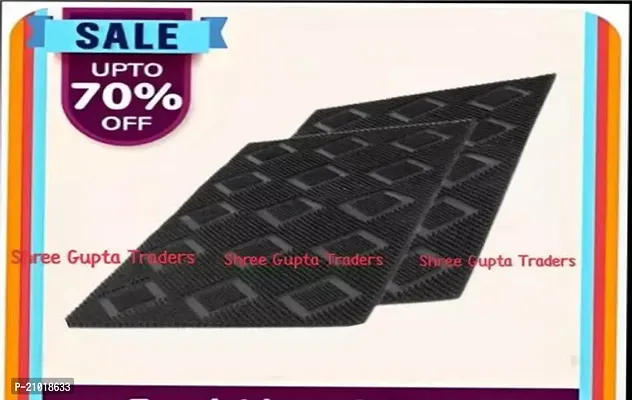 Designer Black Rubber Solid Door Mats Pack Of 2-thumb0