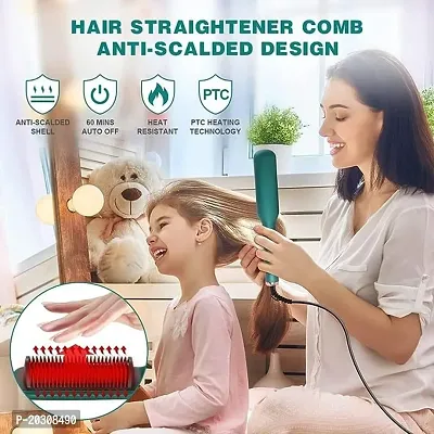 Electric Hair Straightener Comb for Women  Men, Hair Styler, Straightener machine Brush, PTC Heating Electric Straightener with 5 Temperature Control Hair Straightener For Women (MultiColor)-thumb2