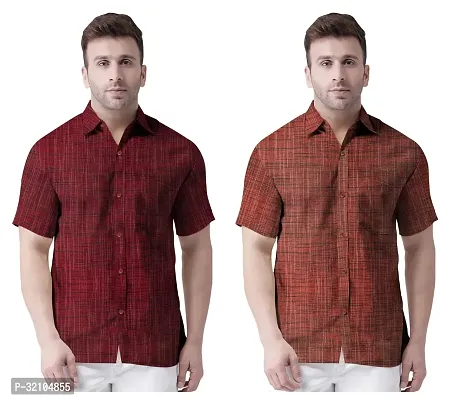 Reliable Cotton Blend Solid Casual Shirts For Men Pack Of 2-thumb0