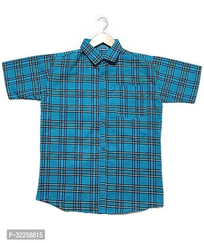 Stylish Blue Cotton Blend Short Sleeves Shirt For Men-thumb0