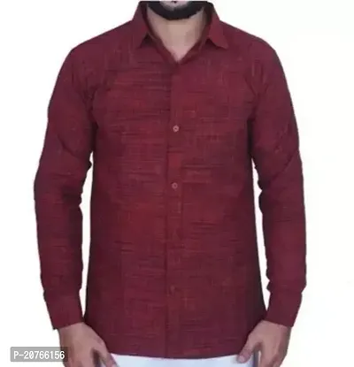 Reliable Maroon Cotton Blend Long Sleeves Casual Shirt For Men-thumb0