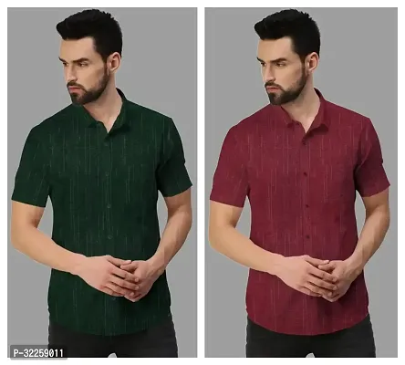 Stylish Cotton Solid Short Sleeves Shirt For Men Pack Of 2