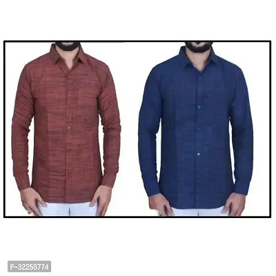 Stylish Cotton Blend Casual Shirt for Men Pack of 2-thumb0