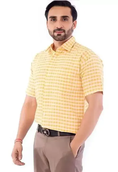Trendy Cotton Blend Short Sleeves Casual Shirt 