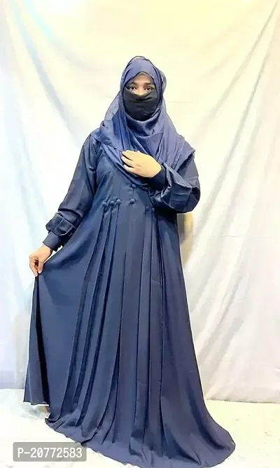 ANABIYA PRIYA COLLECTION Contemporary BLUE Cotton Blend Solid Abaya For Women PACK OF single