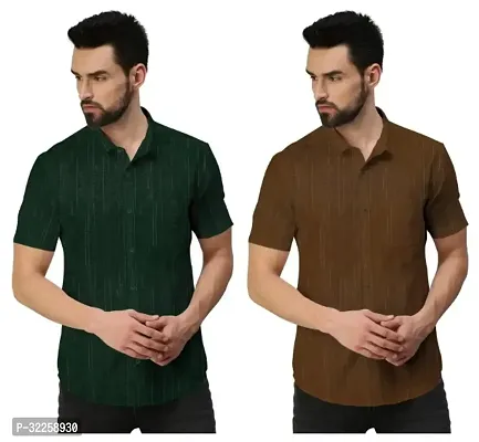 Stylish Cotton Blend Solid Casual Shirt for Men, Pack of 2-thumb0