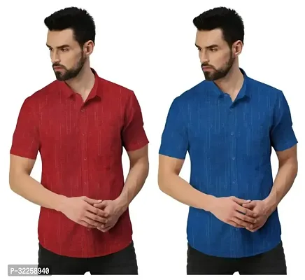 Stylish Cotton Blend Solid Casual Shirt for Men, Pack of 2-thumb0