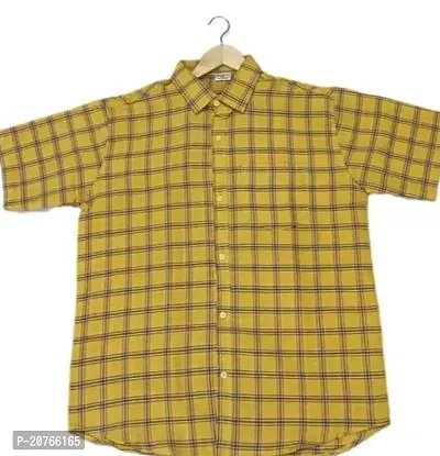 Reliable Yellow Cotton Blend Short Sleeves Casual Shirt For Men-thumb0