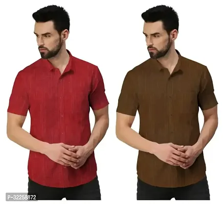 Stylish Cotton Blend Solid Casual Shirt for Men, Pack of 2-thumb0