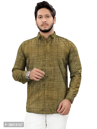 Reliable Yellow Cotton Textured Casual Shirt For Men-thumb0