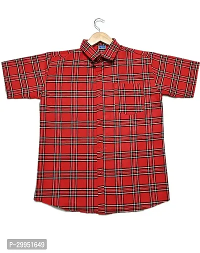 Stylish Red Cotton Short Sleeves Shirt For Men-thumb0