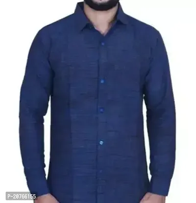 Reliable Blue Cotton Blend Long Sleeves Casual Shirt For Men-thumb0