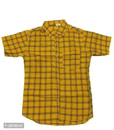 Reliable Yellow Cotton Blend Short Sleeves Casual Shirt For Men-thumb0