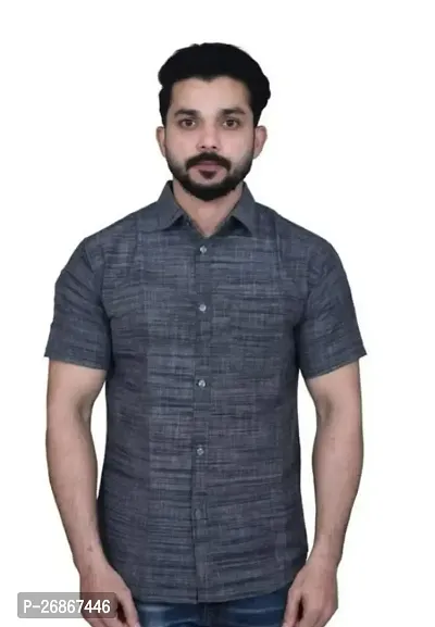Stylish Cotton Blend Solid Casual Shirts For Men-thumb0
