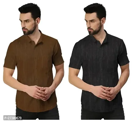Khadi Cotton Solid Casual Shirt Pack of 2 For Men