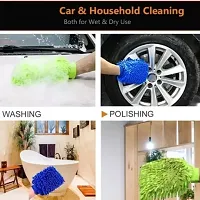 Cleaning gloves microfiber hand gloves Double Side Wet and Dry for Your Car, Bike, Home, KItchen and Office dusting and cleaning purpose - Multicolour pack of 1-thumb1