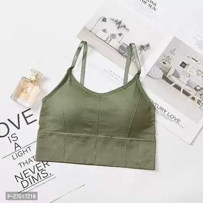 Stylish Green Cotton Solid Bra For Women