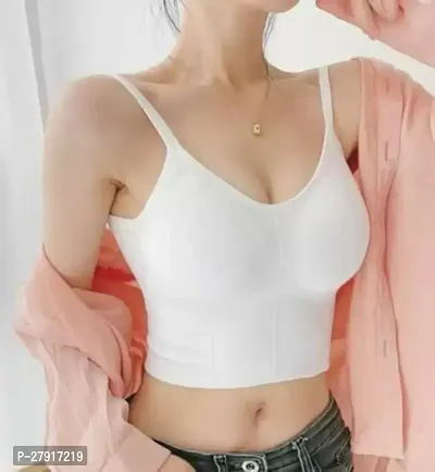 Stylish White Cotton Solid Bra For Women