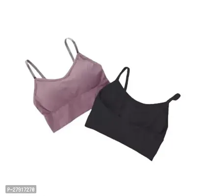 Stylish Multicoloured Cotton Solid Bra For Women Pack Of 2