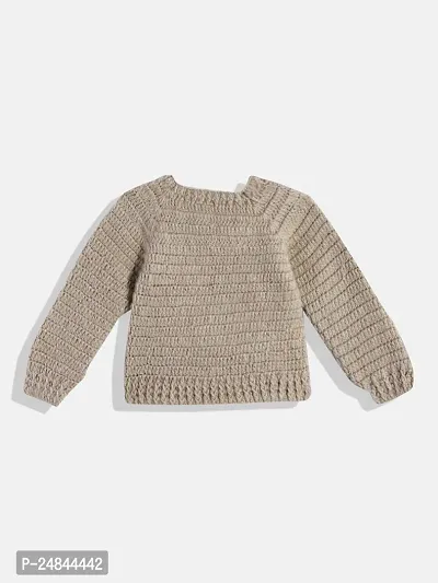 Stylish Beige Wool Sweaters For Girl-thumb2