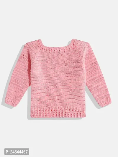 Stylish Pink Wool Sweaters For Girl-thumb2