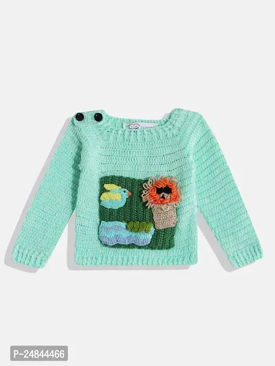 Stylish Green Wool Sweaters For Girl-thumb0