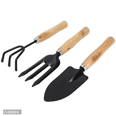 Gardening Tools kit Hand Cultivator, Small Trowel, Garden Fork (Set of 3)-thumb0