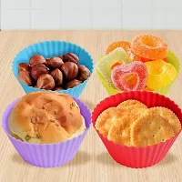 Stylish Trendy Silicone Reusable Muffin Liners Non Stick Cup Cake Molds (12 Cups)-thumb2