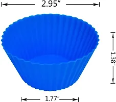 Stylish Trendy Silicone Reusable Muffin Liners Non Stick Cup Cake Molds (12 Cups)-thumb3